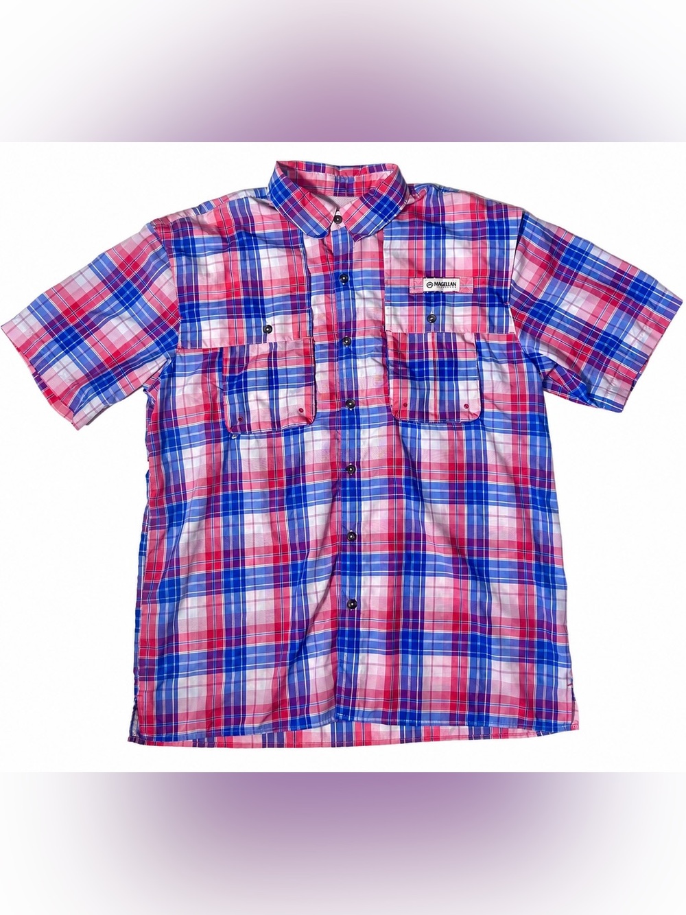 Magellan Outdoors Fishing Shirt Men’s Medium Plaid Vented Relaxed Fit